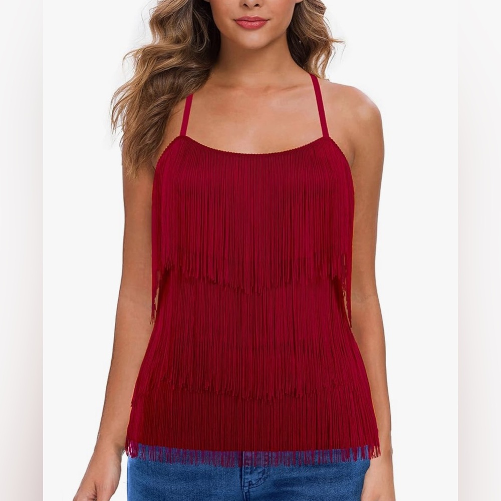 Maner Tiered Fringe Racerback Tank